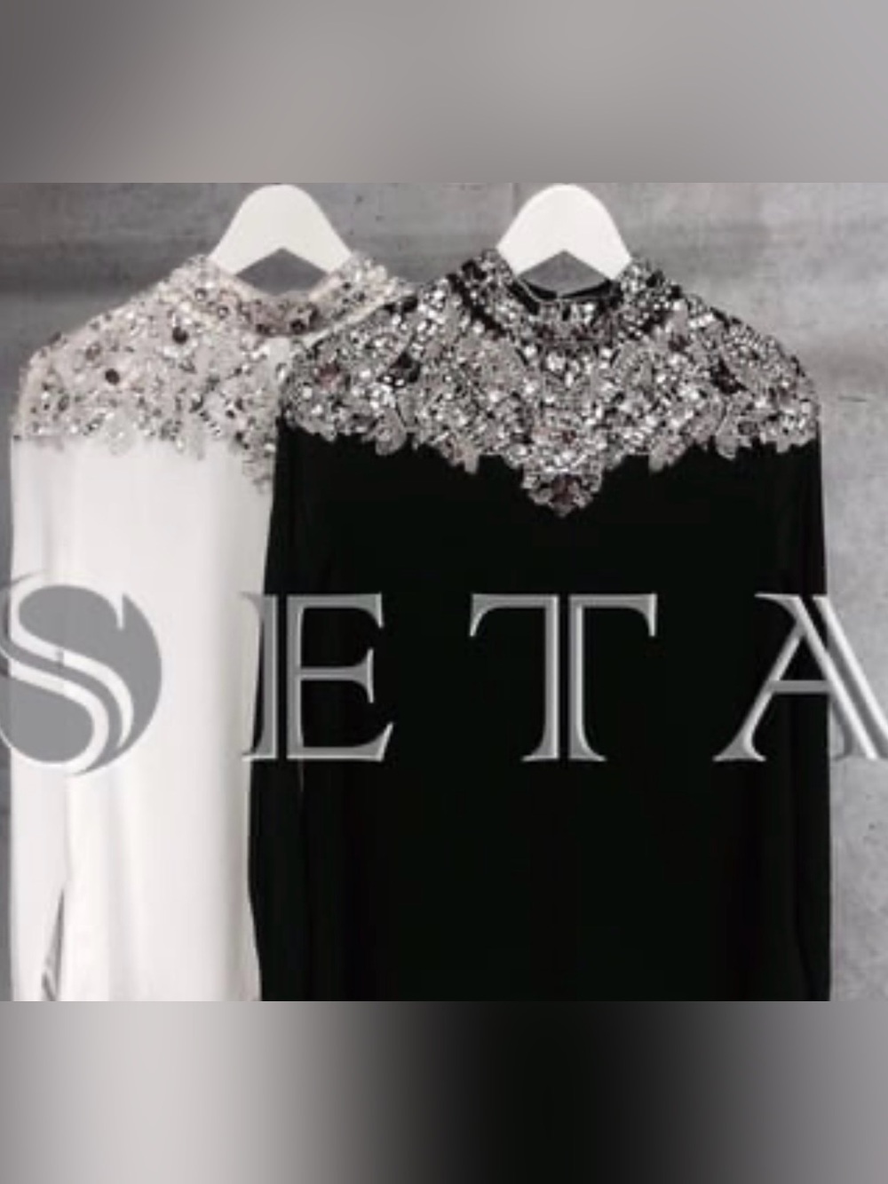 Seta Black Beaded Jewel-Collar Women's Blouse-worn once - like new